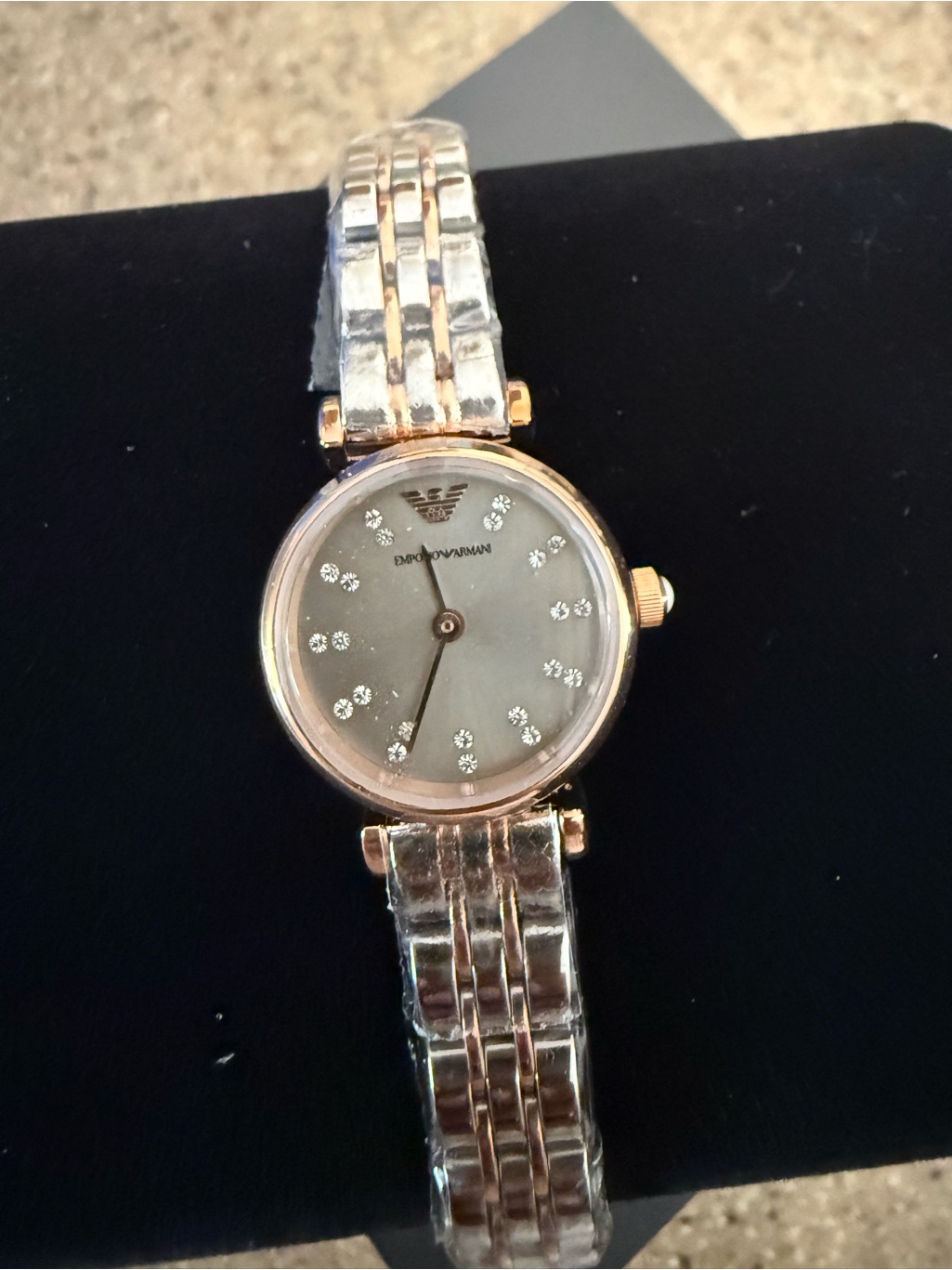Emporio Armani Two-Tone Silver & Gold Women's Crystal Dial Bracelet Watch